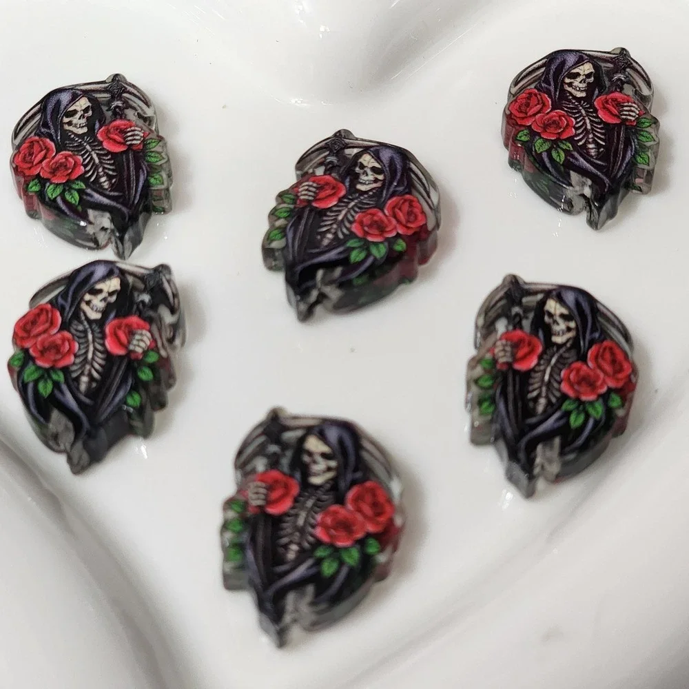 Grim Reaper Beads 2 Pcs Skull Focal Beads Beaded Pen Jewelry Making Halloween